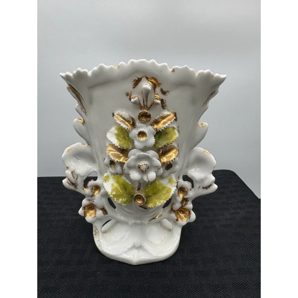 Antique Hand Painted Porcelain Bridal Vase